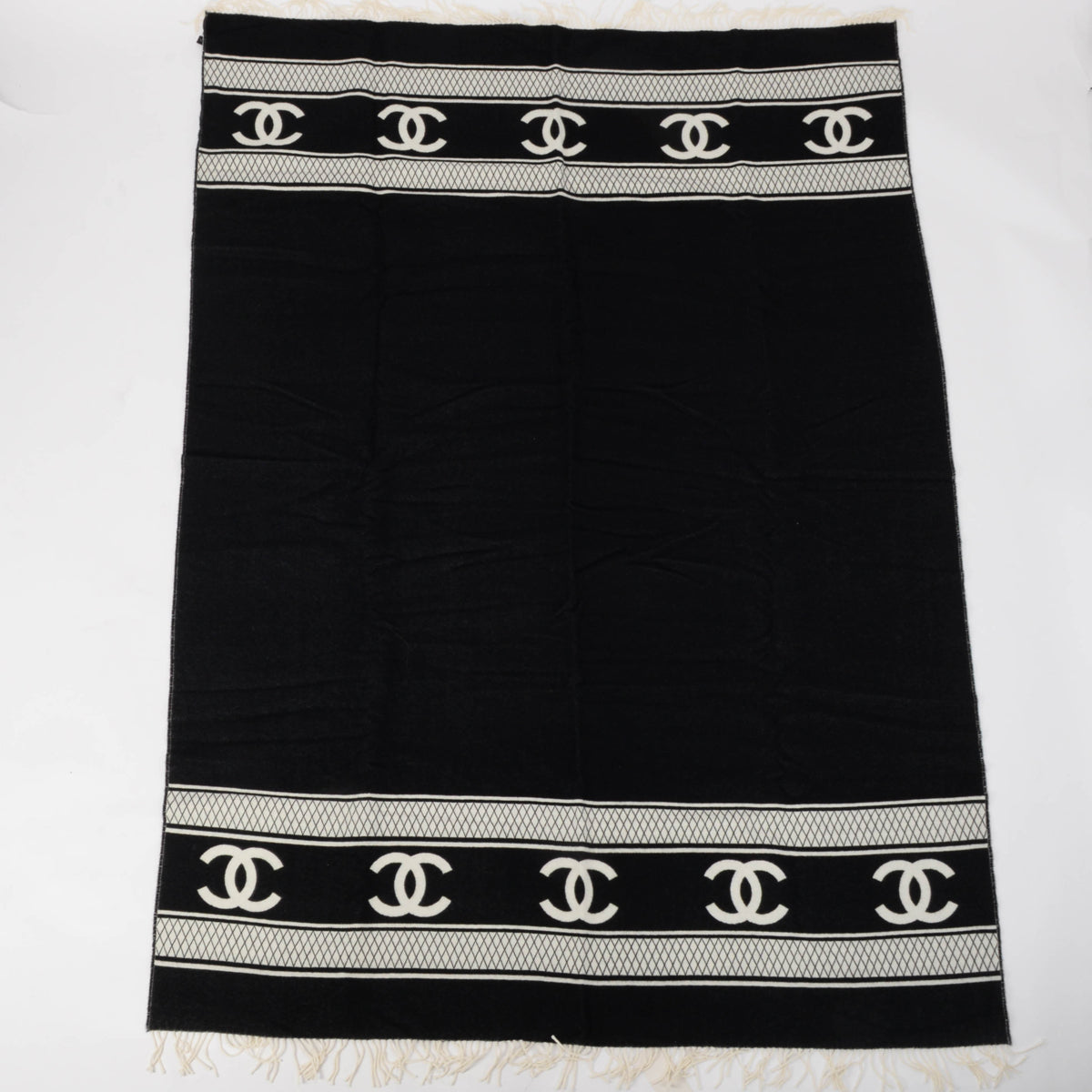 Chanel Black & White Cashmere CC Reversible Blanket Handbag