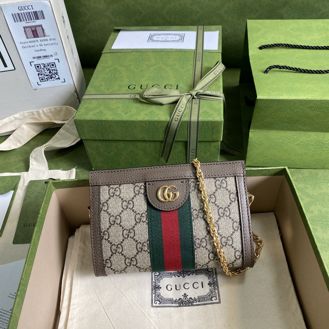 gg Ophidia Ebony gg Supreme Canvas Brown Beige Red Shoulder Bag