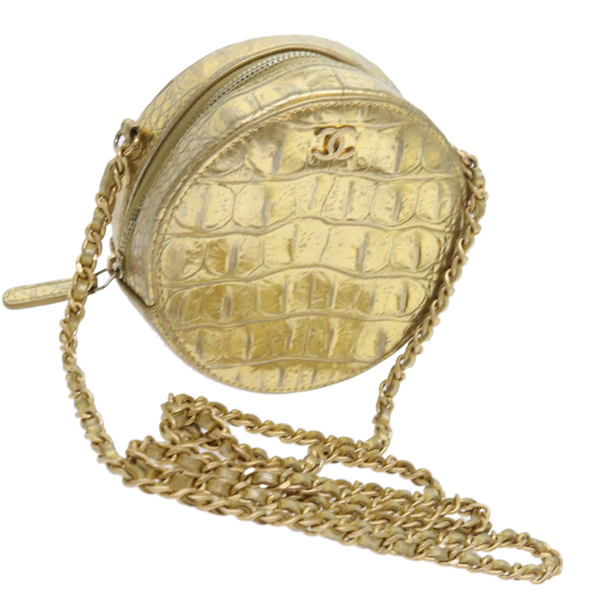 Chanel Chain Shoulder Bag Calf leather Gold CC Auth A