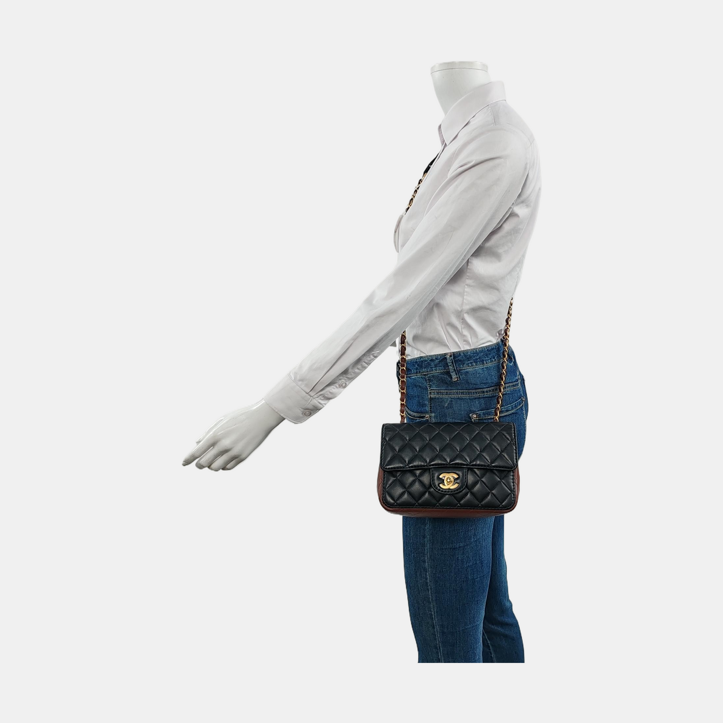 Chanel Classic Flap Rectangular Burgundy Lambskin Hardware Black Gold Leather Mini Bag Gold Hardware