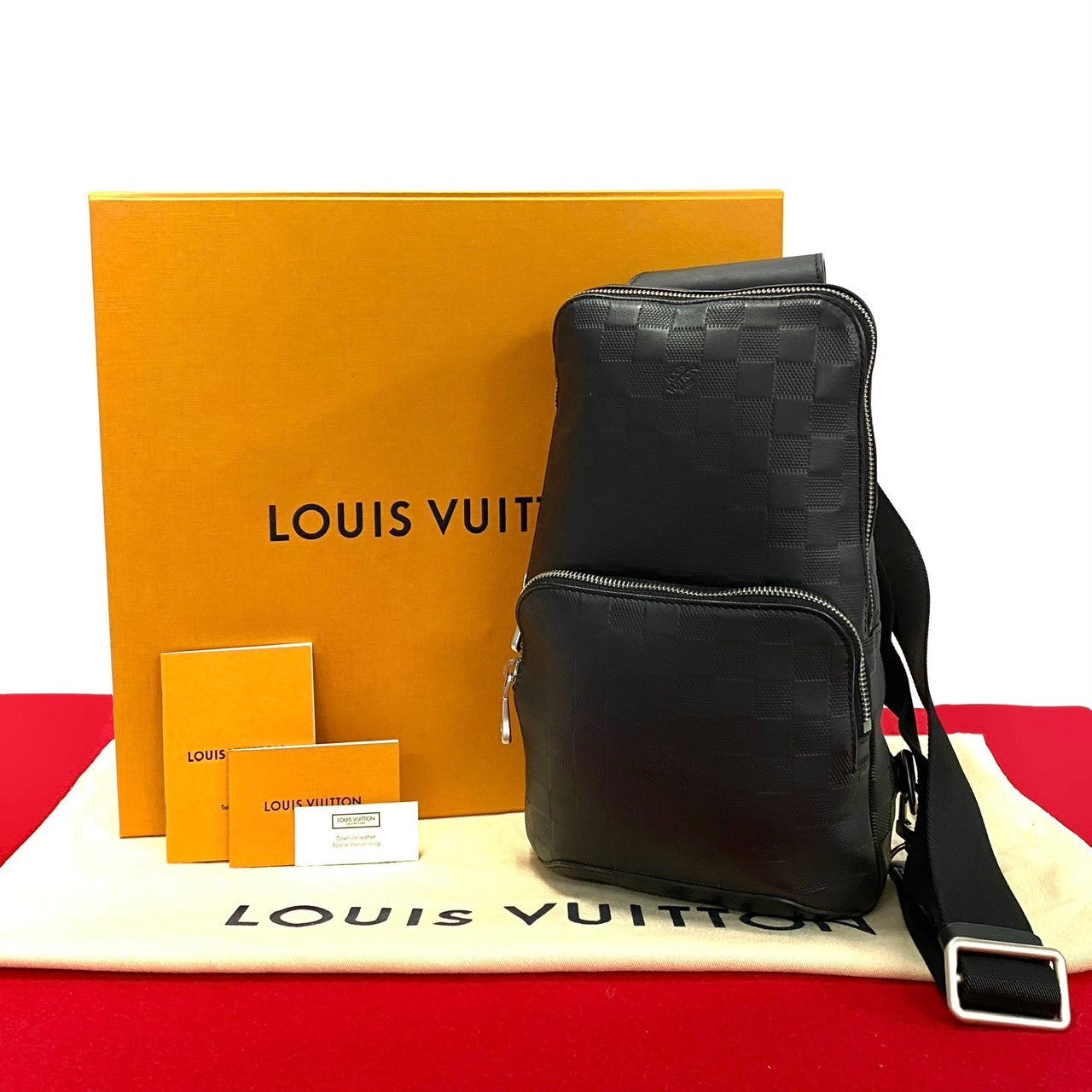 Louis Vuitton N41720 Damier Anfini avenue sling Leather Black Crossbody Bag