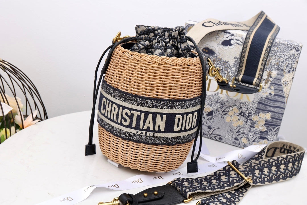 Metop Qualityum Lady Natural Wicker Blue Travel Bag