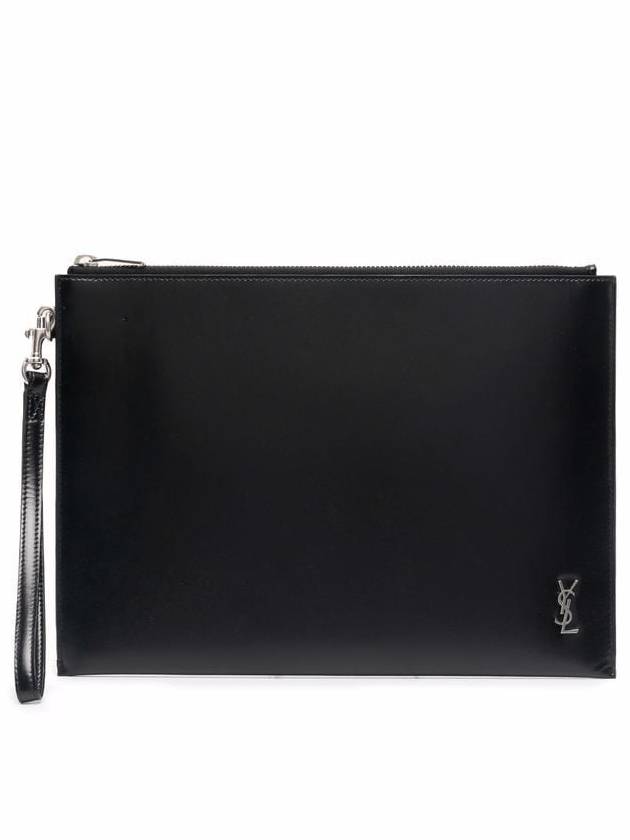 YSL Saint Laurent Luxury Trending Tiny Clutch Bag Monogram Black Silver 1Jb0E 1000 7