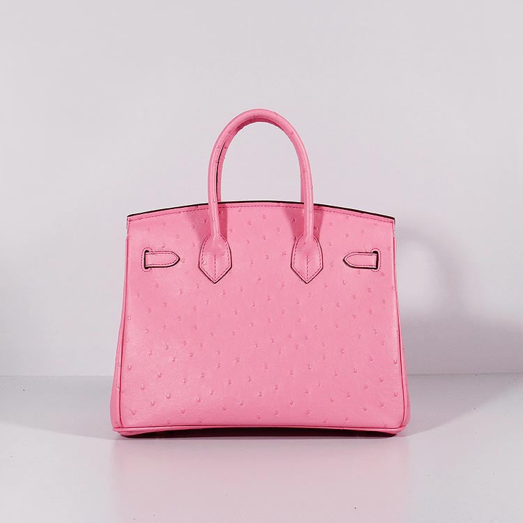 Hermes Luxury Birkin Cm Ostrich With Strap Handbag Leather Pink Travel Bag