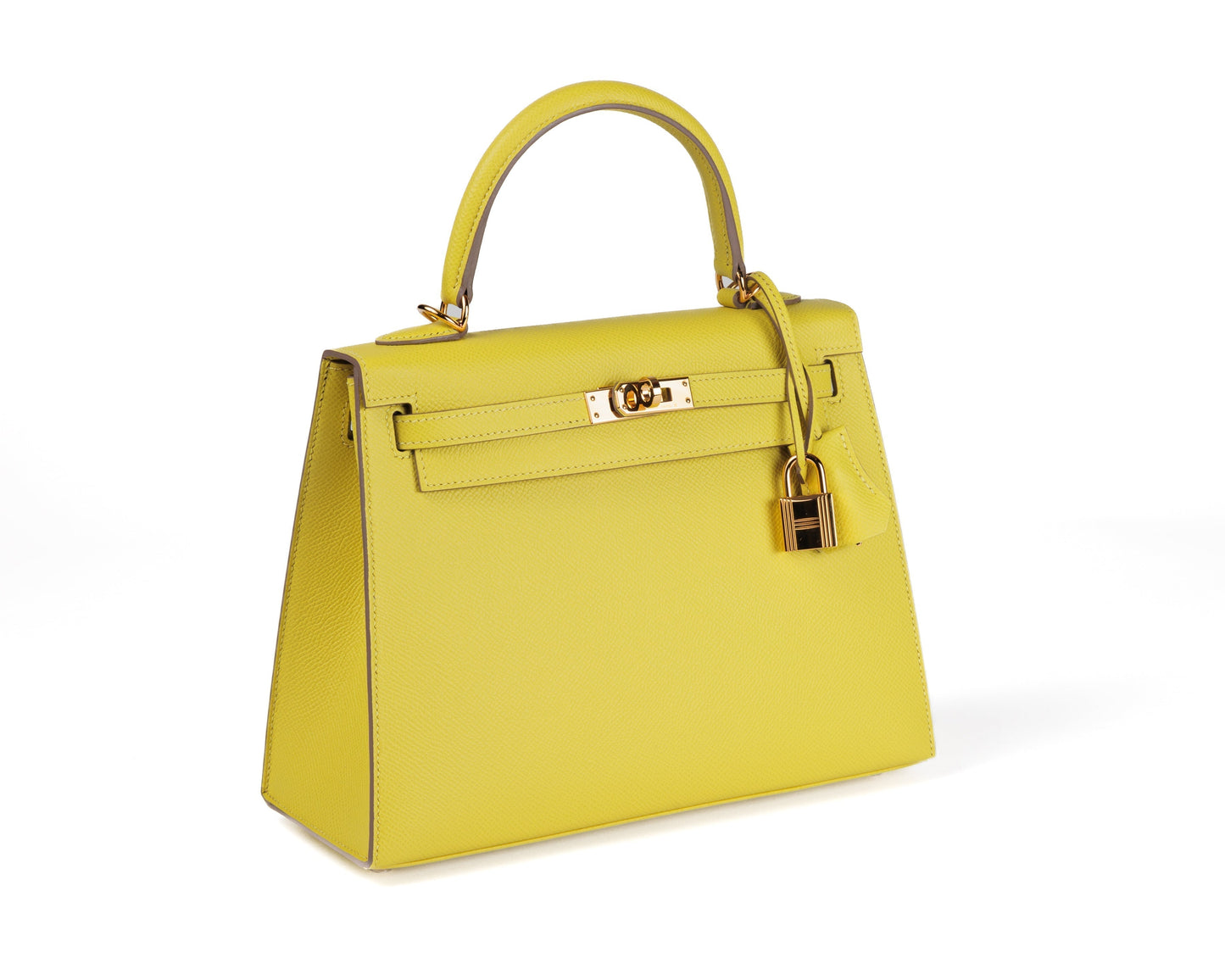 Hermes Luxury Cm Lime Yellow Epsom Sellier Kelly Gold Travel Bag