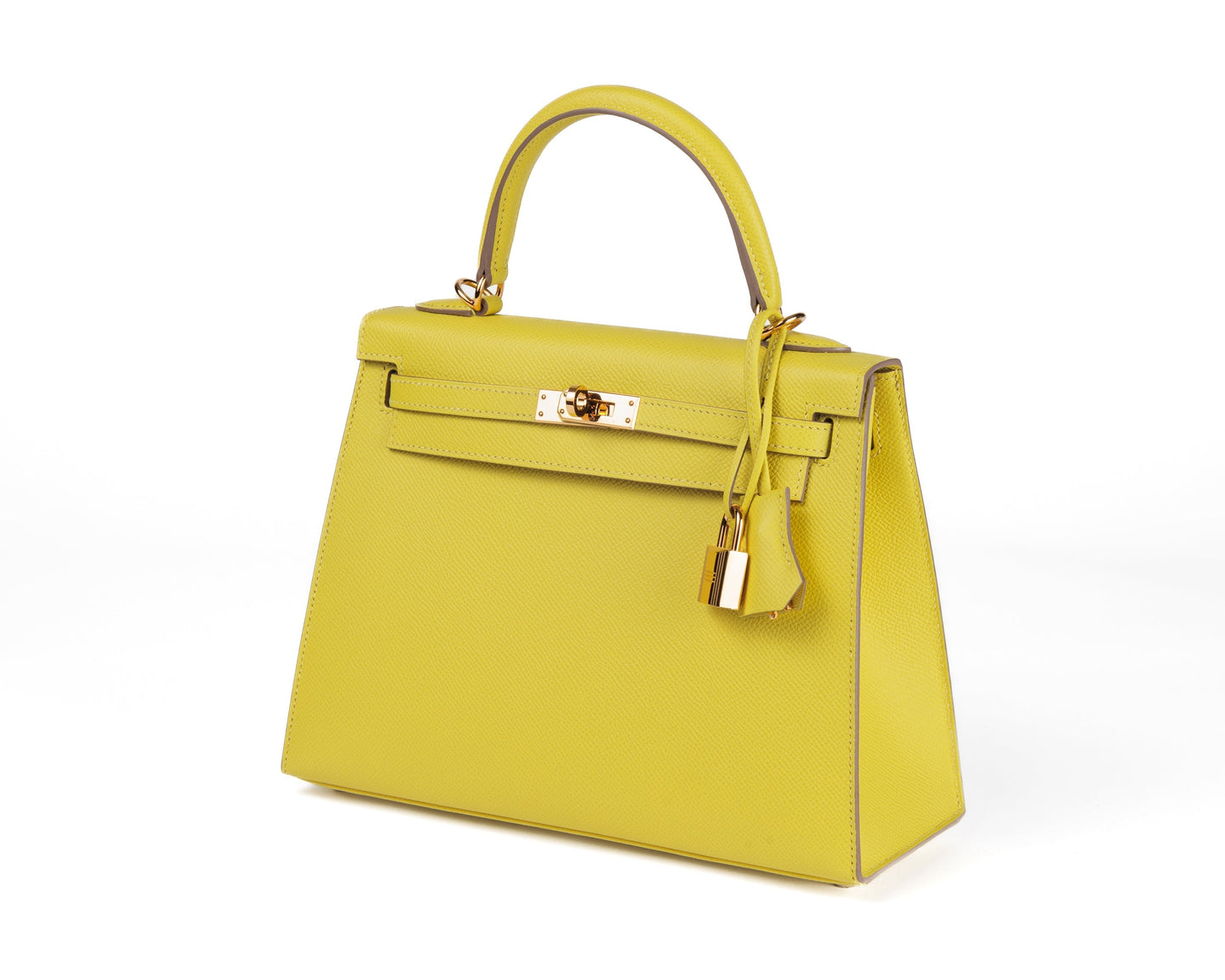 Hermes Luxury Cm Lime Yellow Epsom Sellier Kelly Gold Travel Bag