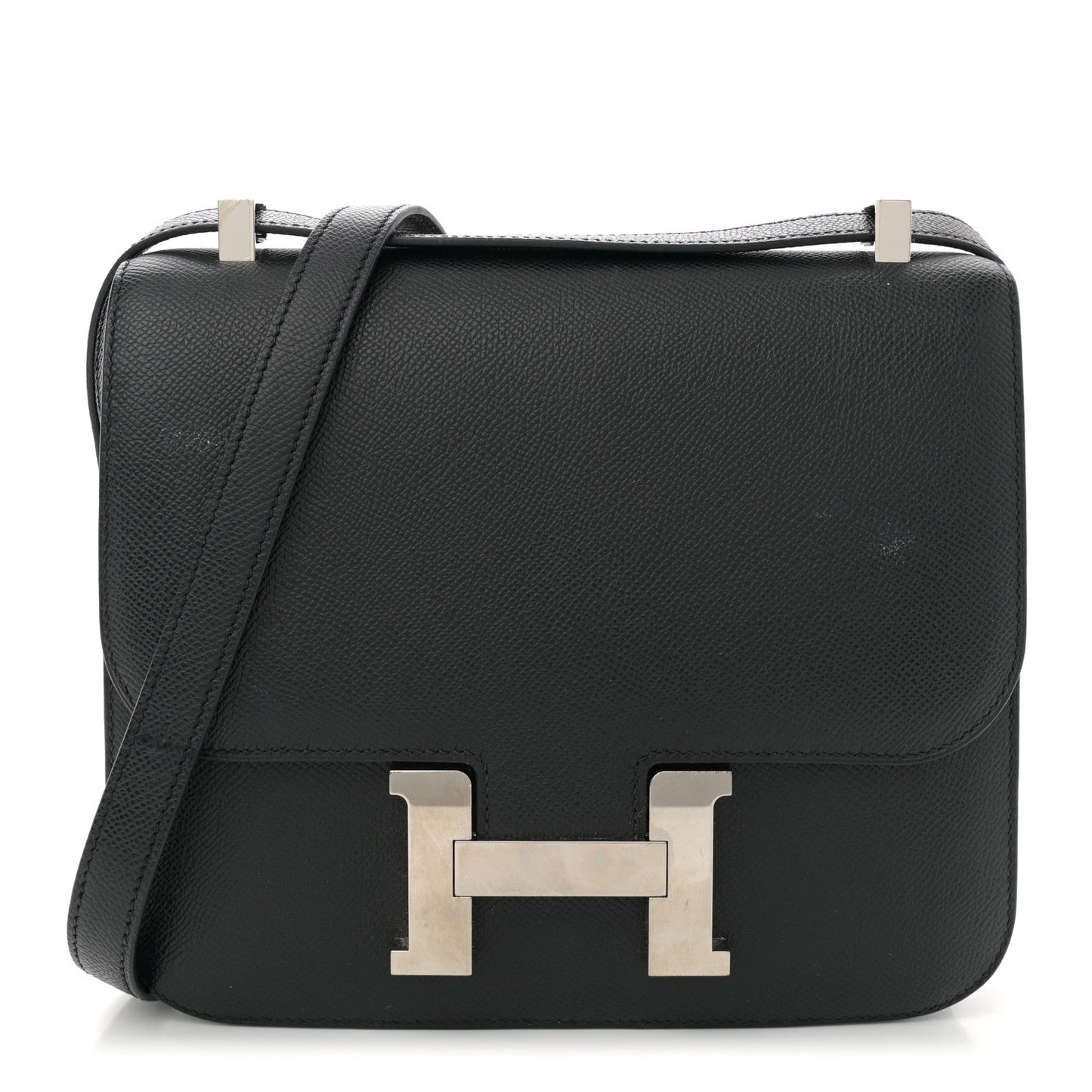 Hermes Epsom Constance Handbag Black Travel Bag 24 Black 1678676