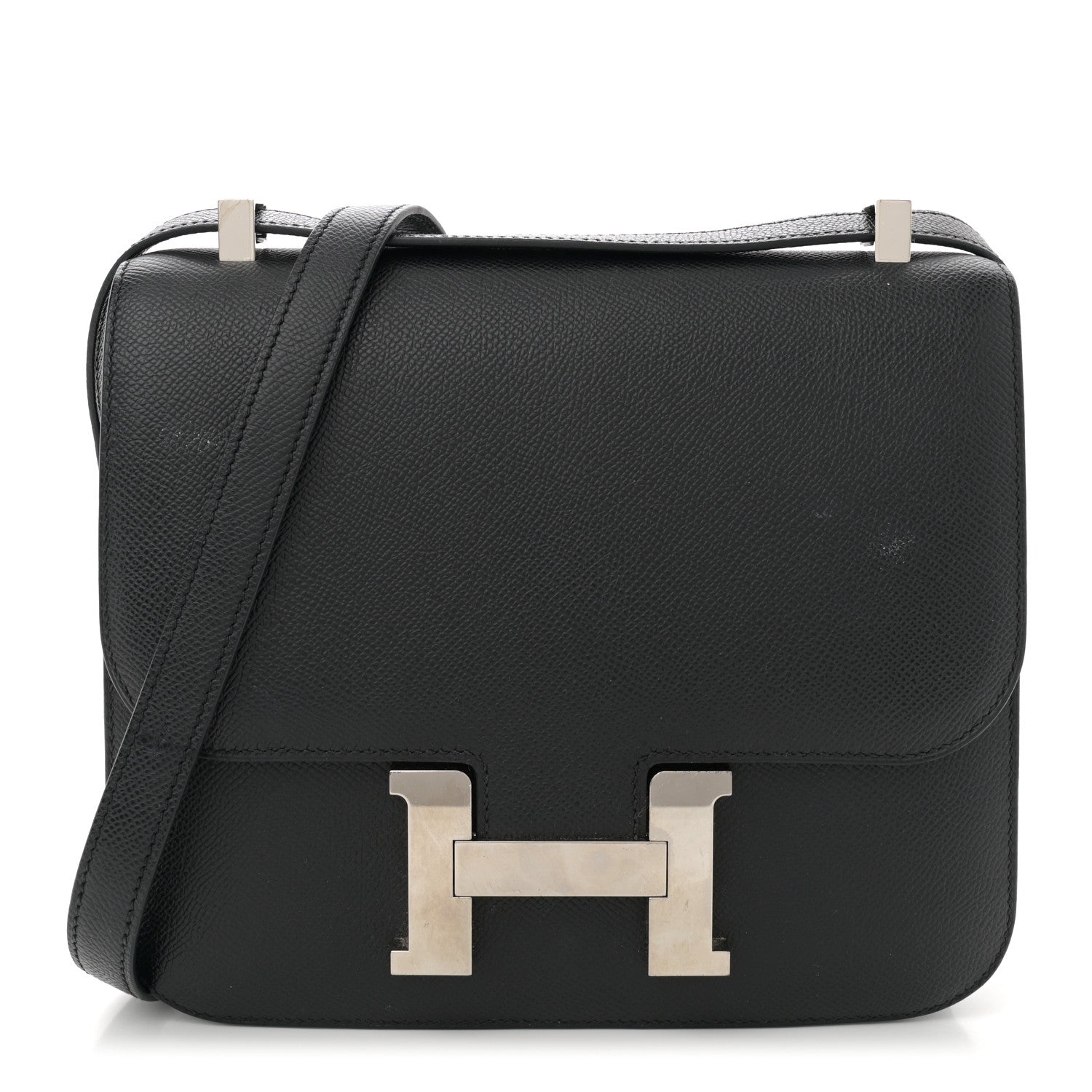 Hermes Epsom Constance Handbag Black Travel Bag 24 Black 1678676