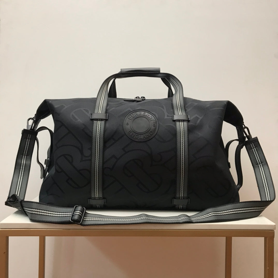 Top Quality Recycled Polyester Jacquard Holdall For Monogram Black Travel Bag