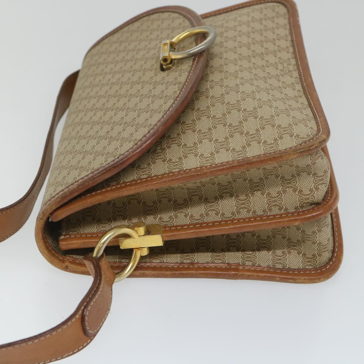 Luxury Macadam Shoulder Bag Pvc Beige Leather Canvas Beige Brown