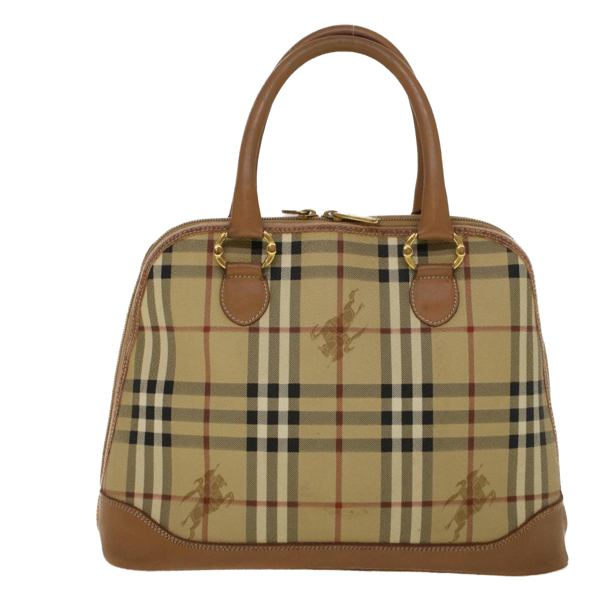 Burberry Luxury ss Nova Check Hand Bag Pvc 2Way Leather Black Beige Travel Bag