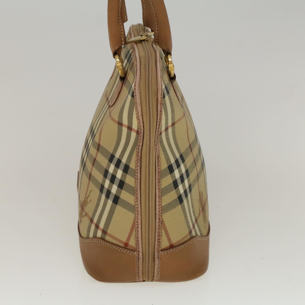 Burberry Luxury ss Nova Check Hand Bag Pvc 2Way Leather Black Beige Travel Bag