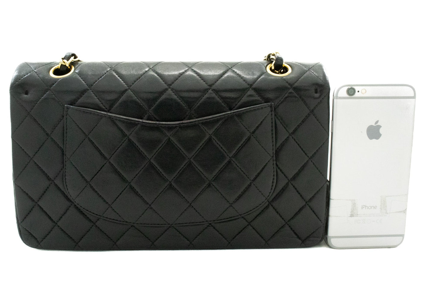 Chanel Classic Double New Medium Chain Shoulder Bag Black Lamb