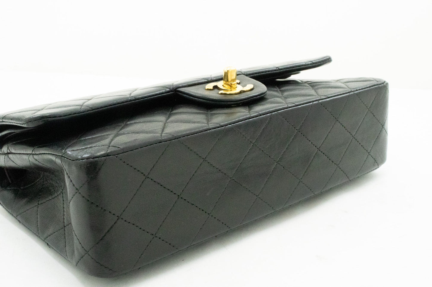 Chanel Classic Double New Medium Chain Shoulder Bag Black Lamb