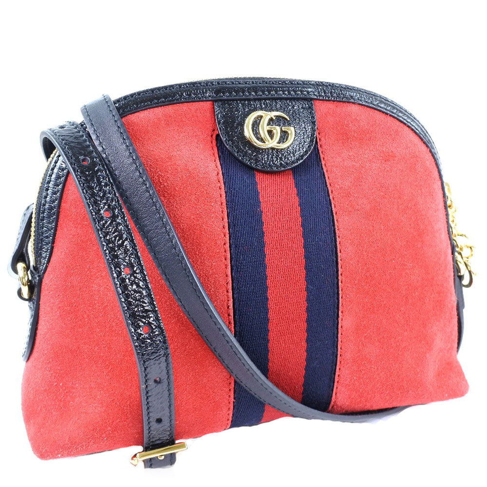 Gucci Ofidia Leather Suede Red Shoulder Bag