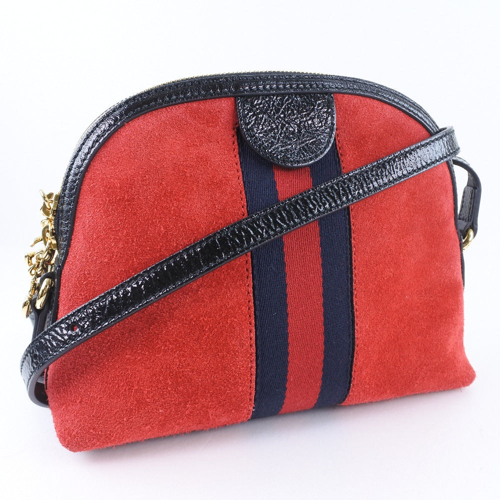 Gucci Ofidia Leather Suede Red Shoulder Bag
