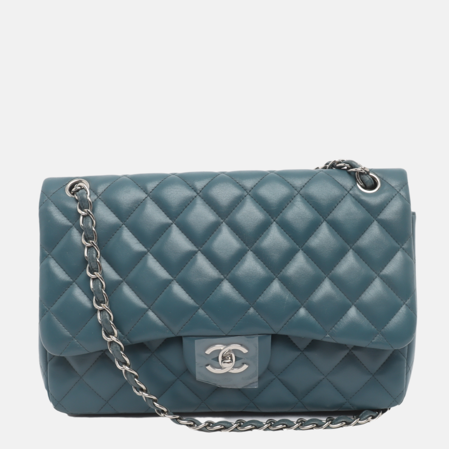 Chanel Classic Flap Jumbo Lambskin Blue Leather Handbag