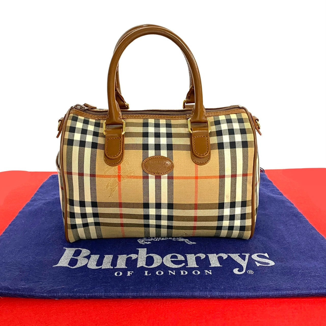 Burberry Nova Check Women Unisex Handbag Leather Canvas Brown Travel Bag