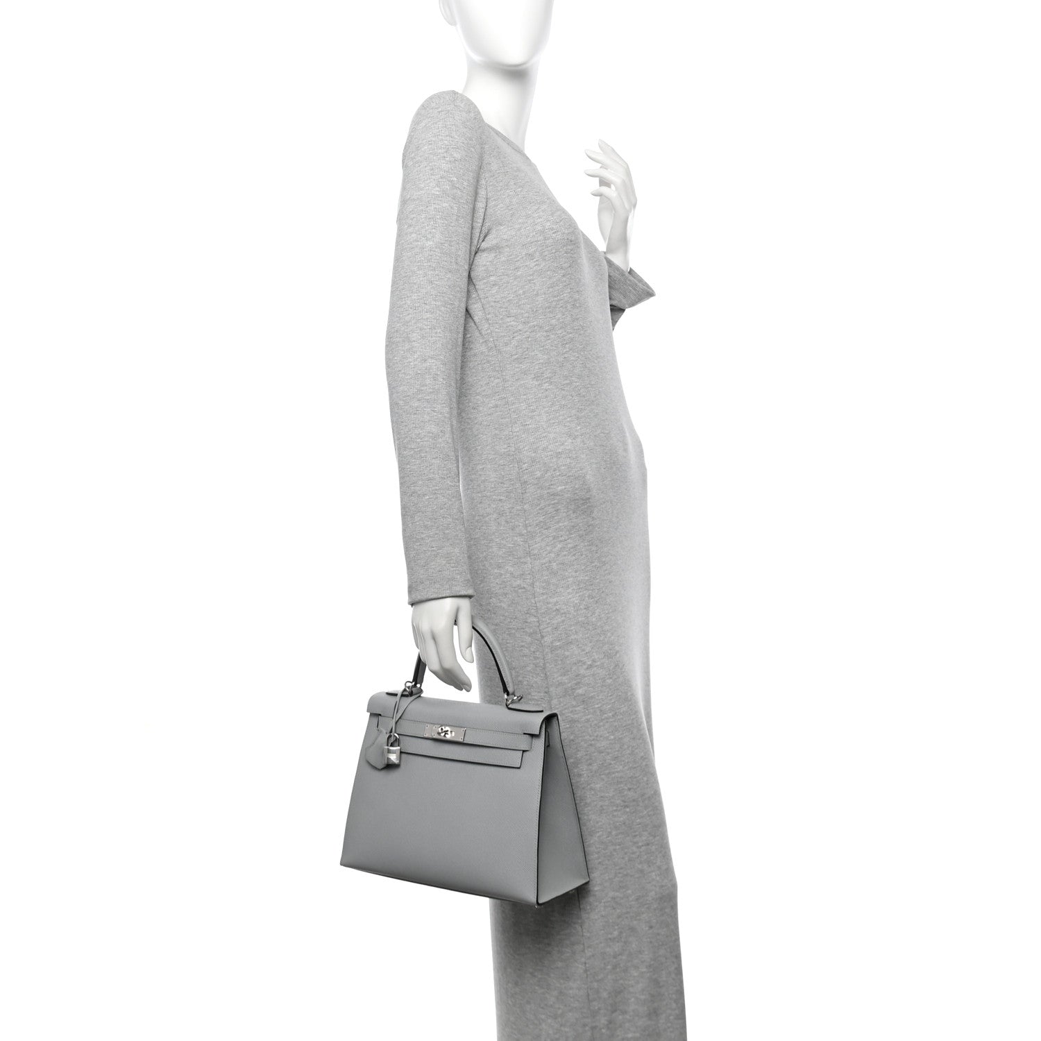 Hermes Epsom Kelly Sellier Bleu Glacier Handbag Travel Bag