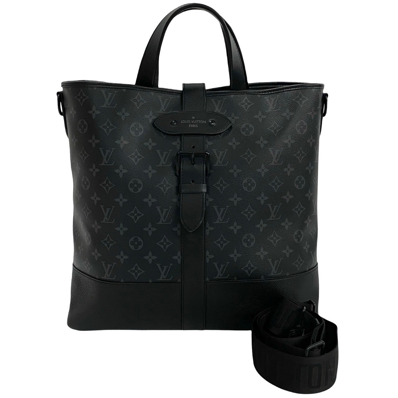Louis Vuitton M45914 Eclipse Saumur Monogram Leather Black Shoulder Bag