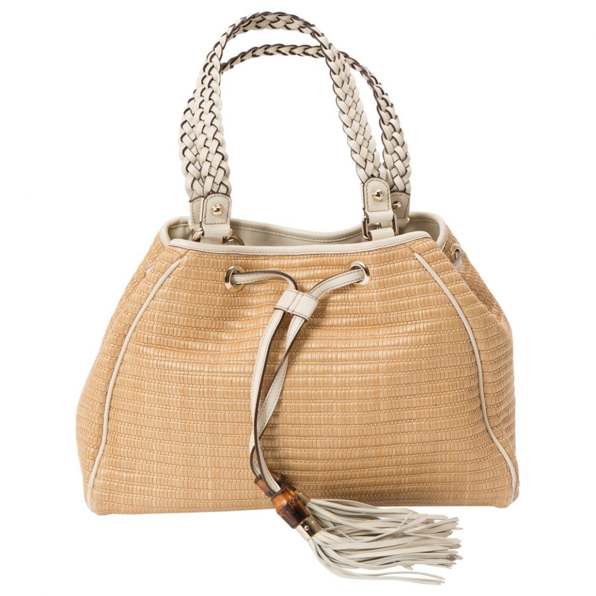 Gucci beige wicker handbag