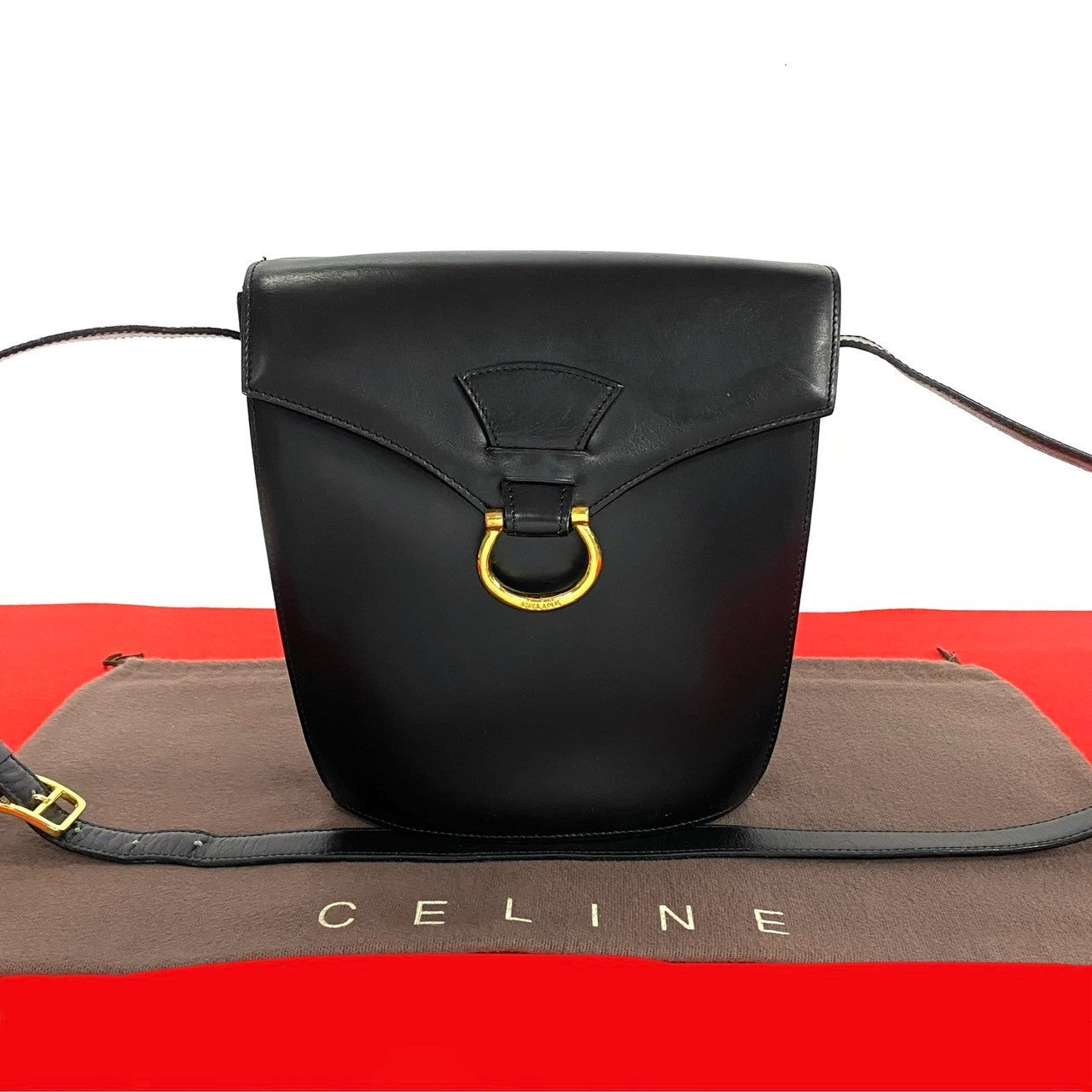 Shoulder Bag Calfskin, Gancini Metal Women Leather Black