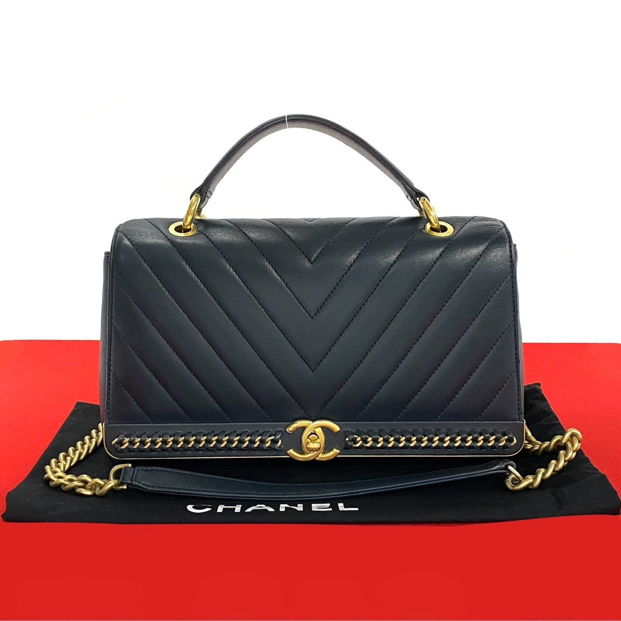Chanel lambskin Navy Shoulder Bag