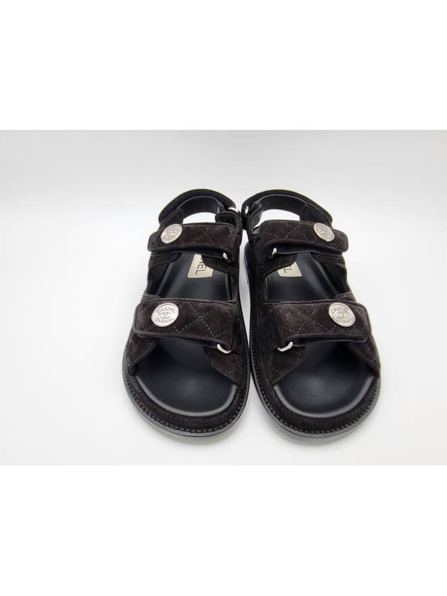 Suede Velcro Sandals Black Chanel