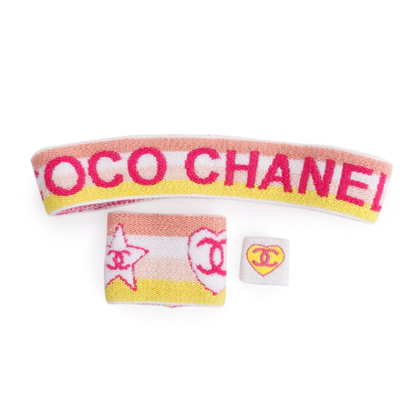 Chanel Muliticolor Terry Cloth Sport Line Travel Bag Sweatband Set