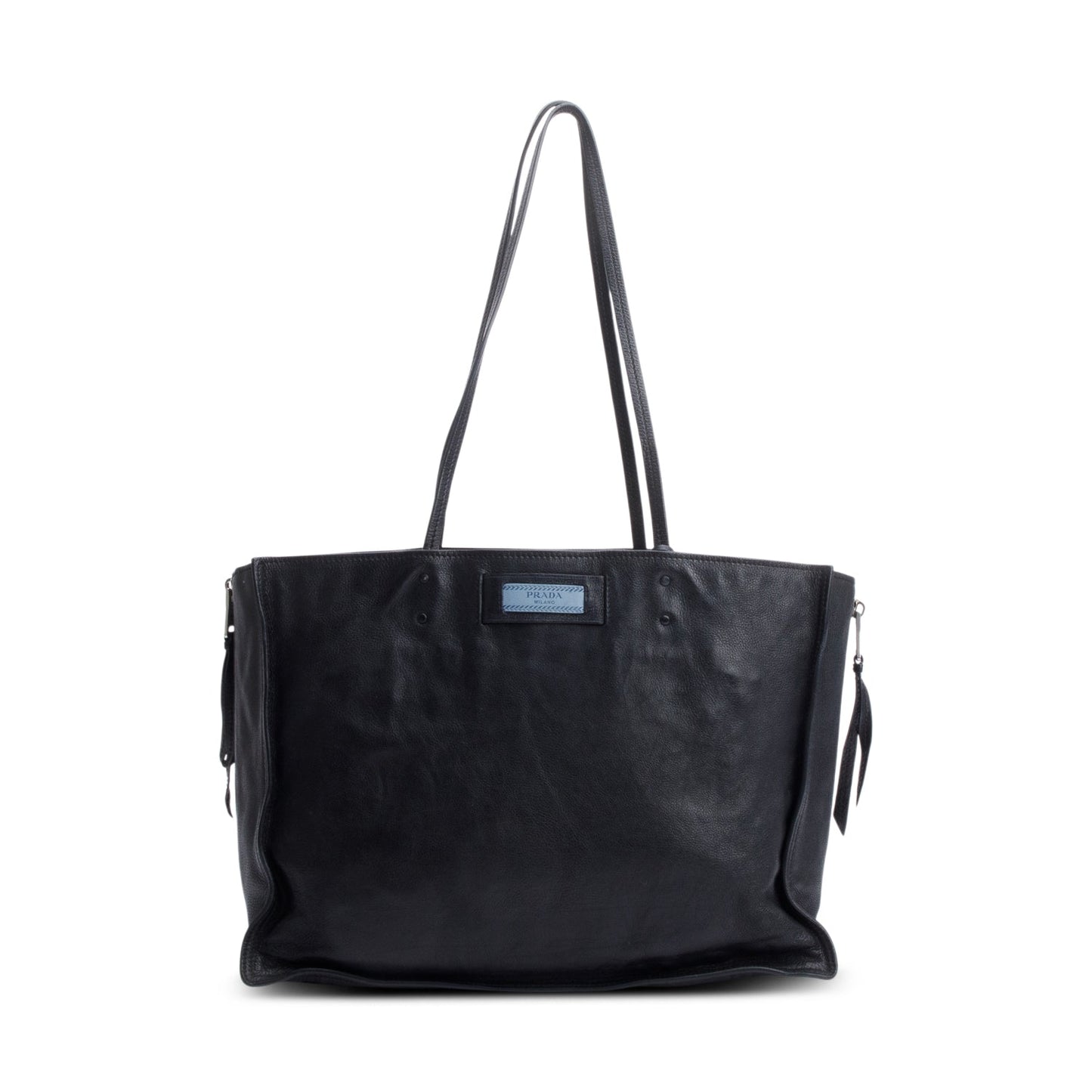 Prada Glace Calf Etiquette Tote Bag Black