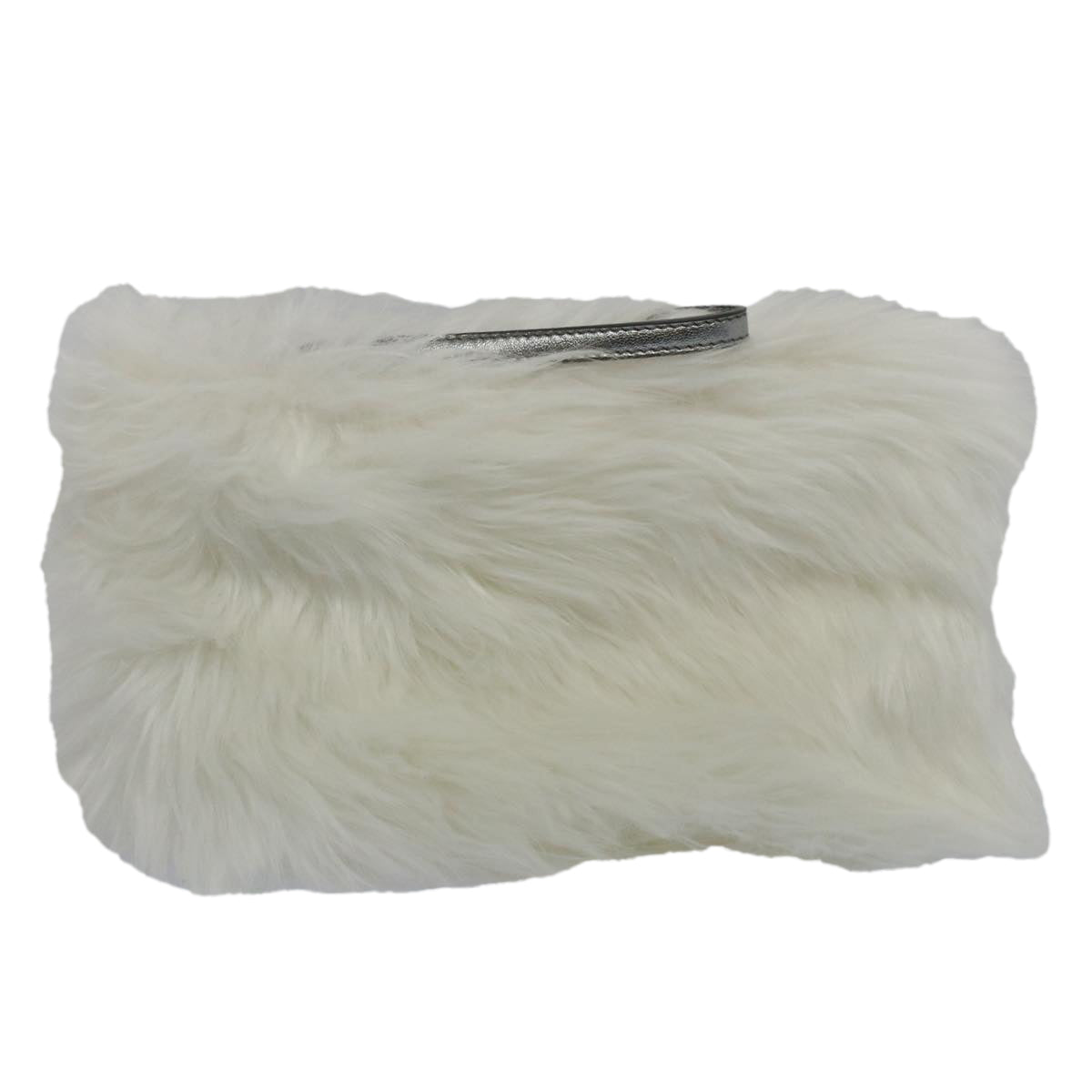Prada Clutch Bag Fur Auth White