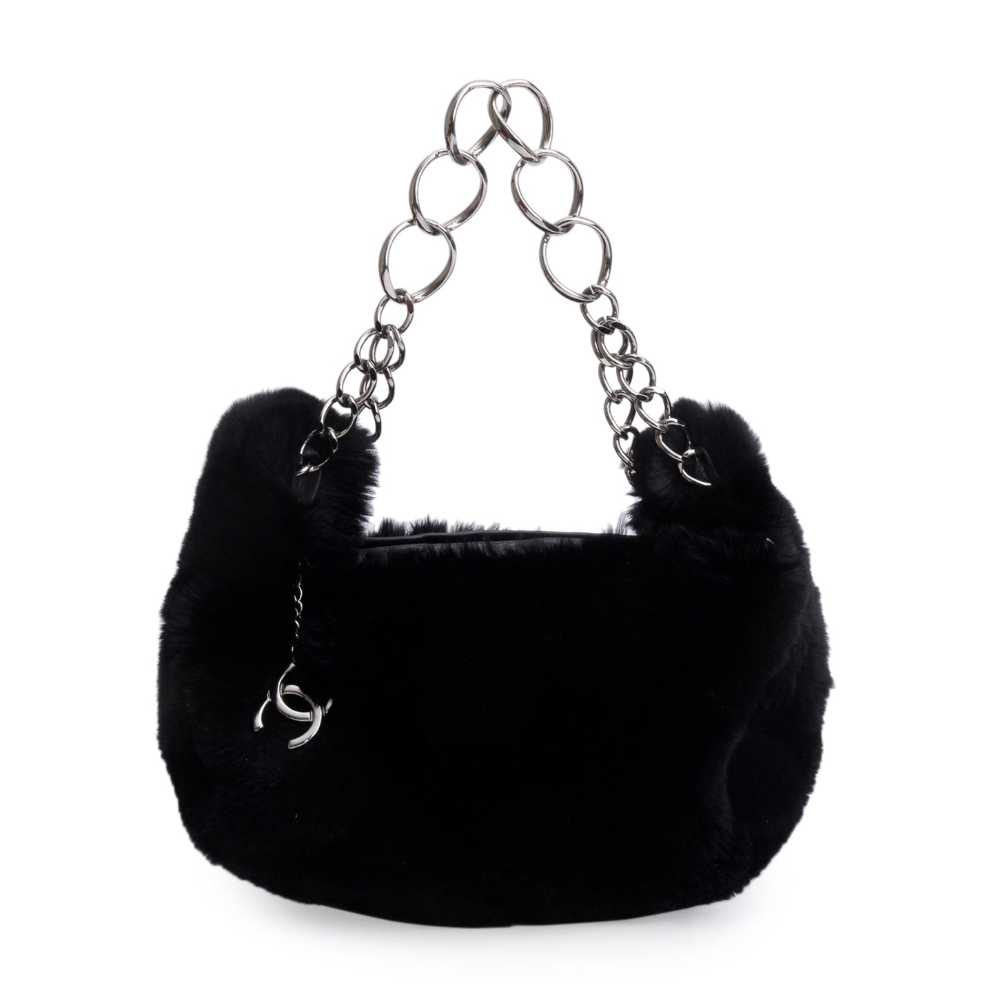 Chanel Lapin Rabbit Fur Lambskin Black Travel Bag