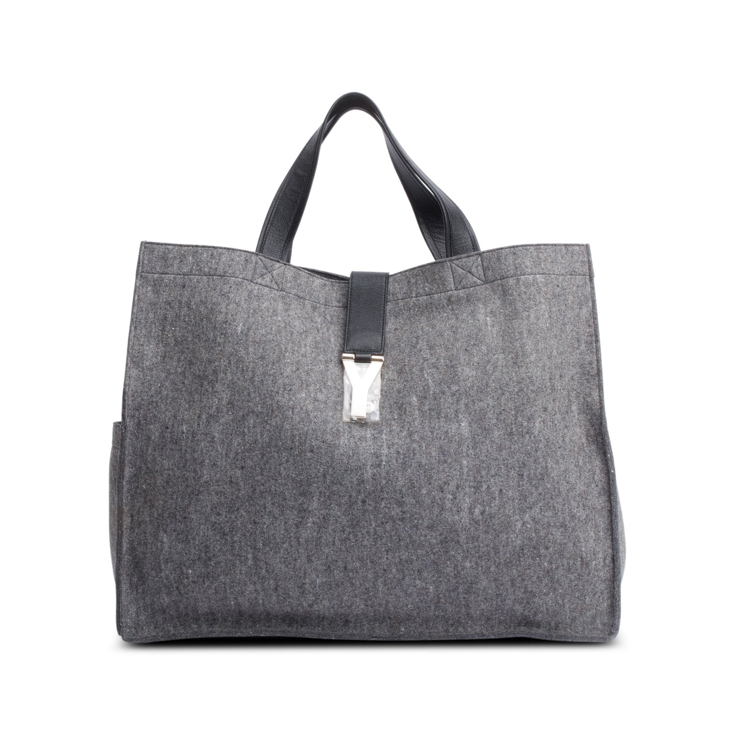 YSL Saint Laurent Grey Wool Tote Tote Bag