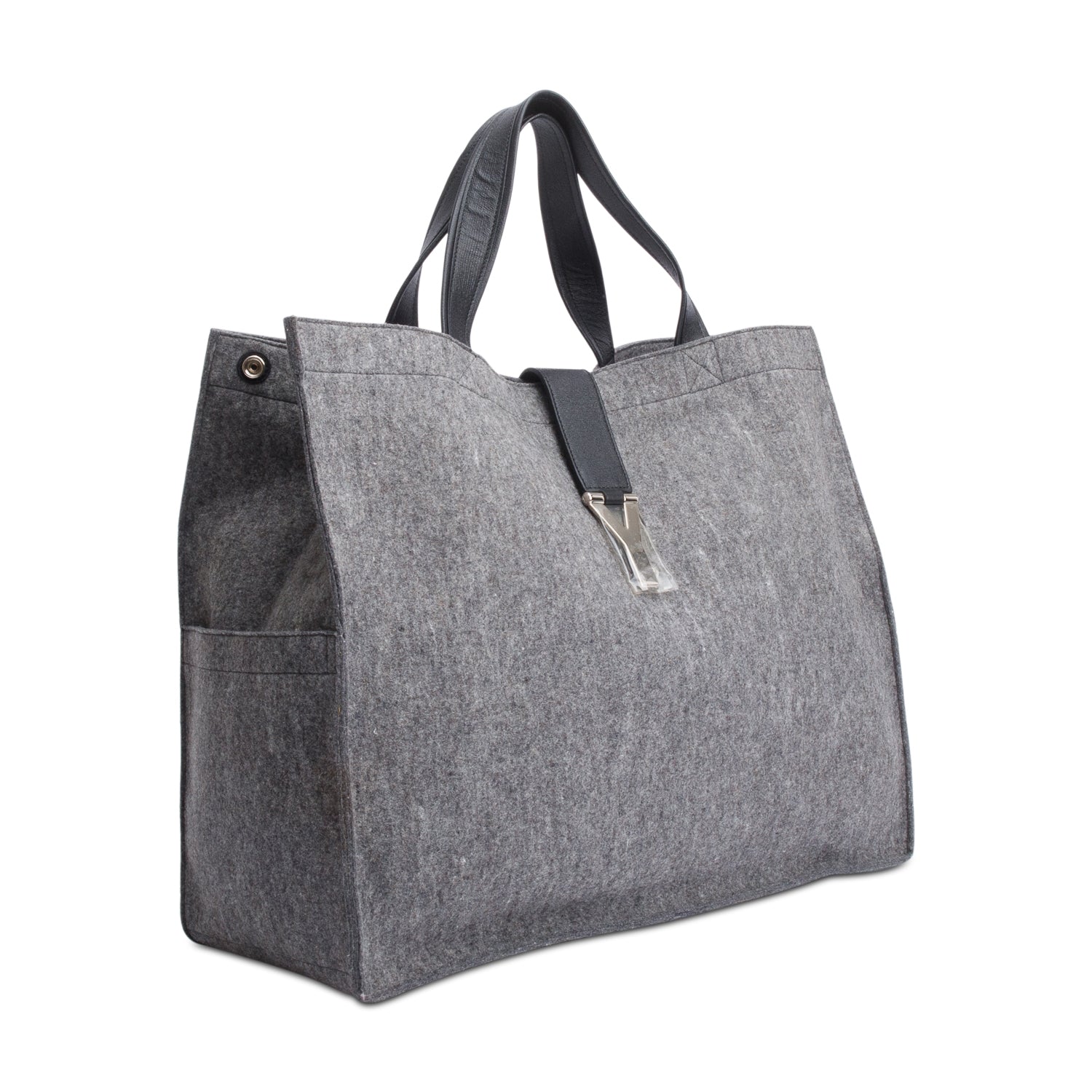 YSL Saint Laurent Grey Wool Tote Tote Bag