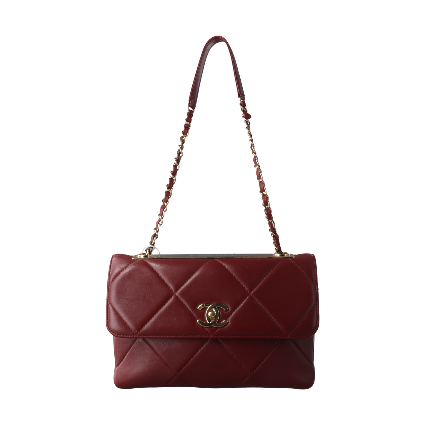 Chanel Trendy CC Flap Lambskin Burgundy Leather Crossbody Bag