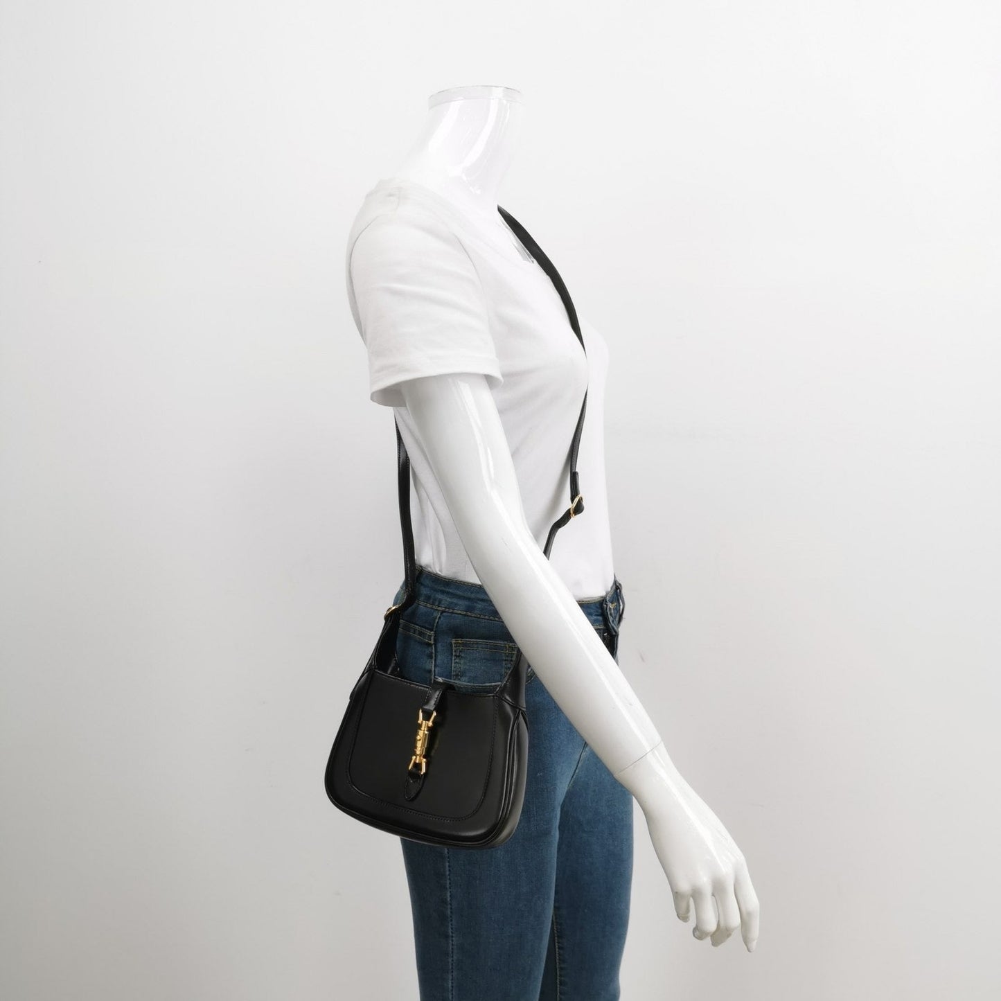 Gucci Jackie Adjustable Strap Leather Black Mini Travel Bag