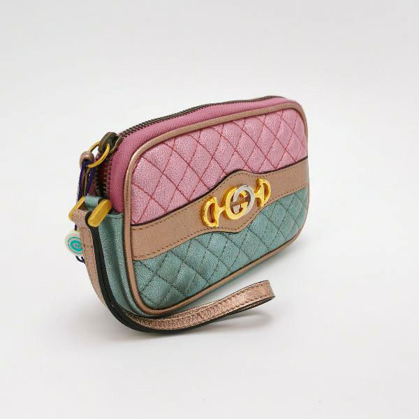 Gucci Teal rsebit Pouch Leather Pink Mini Clutch Bag