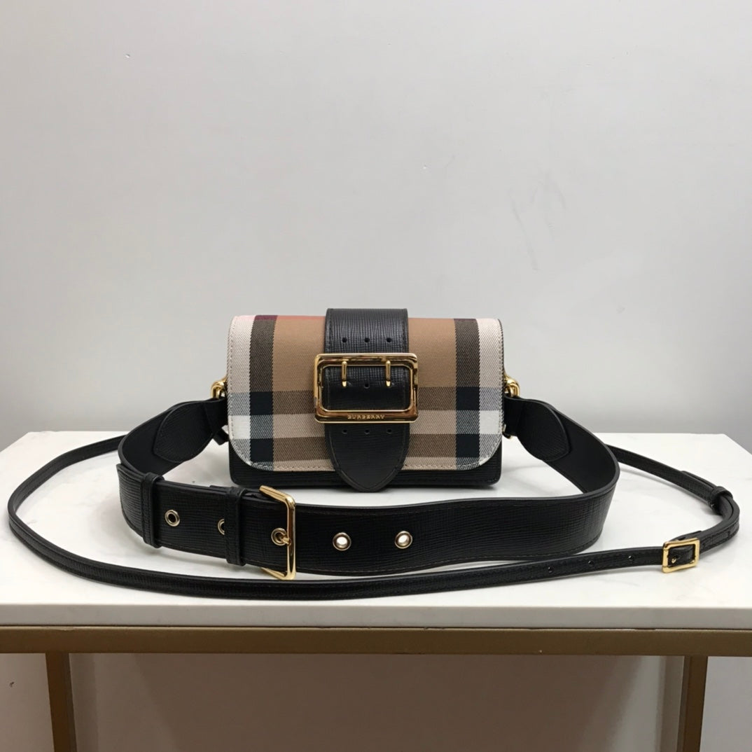 Top Quality Bridle Ho Check And Buckle Black Small Crossbody Bag