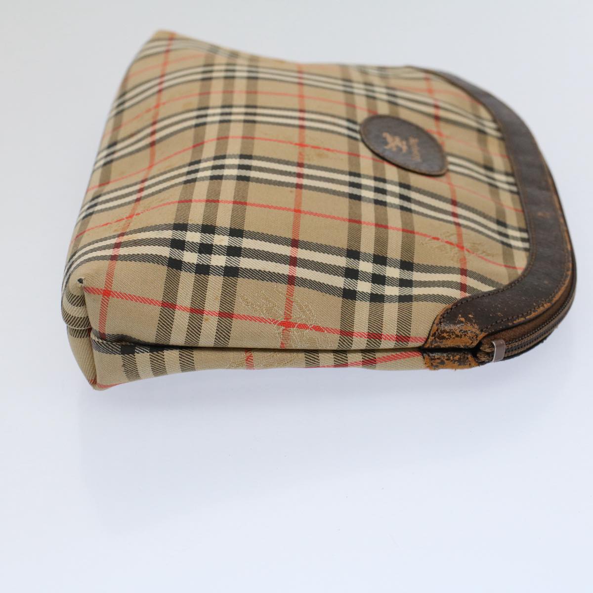 Burberry Luxury ss Nova Check Clutch Bag Auth Canvas Nylon Beige Beige Auth 59086