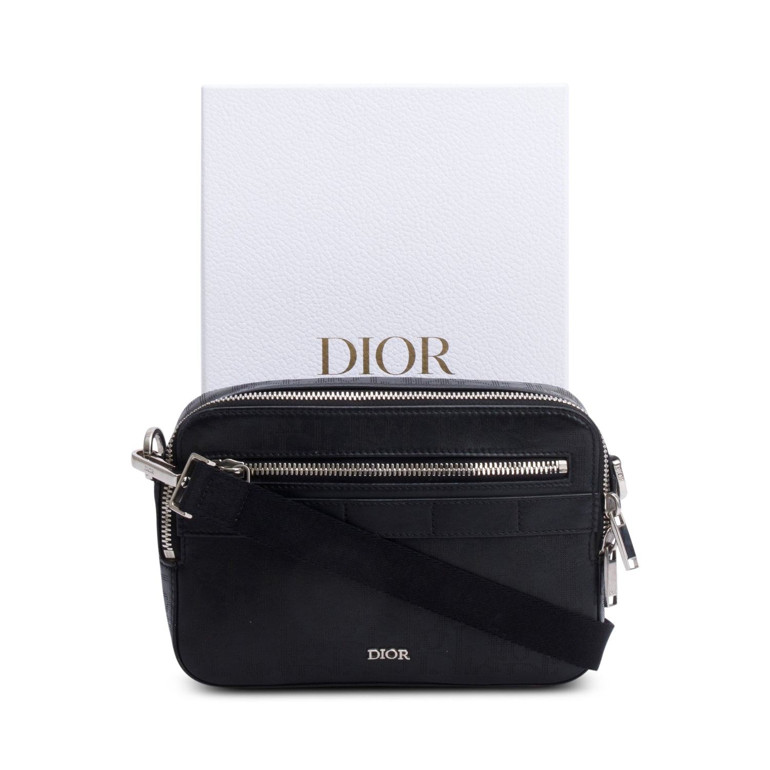 Dior Christian Oblique Galaxy Safari Messenger Bag Leather Black Travel Bag