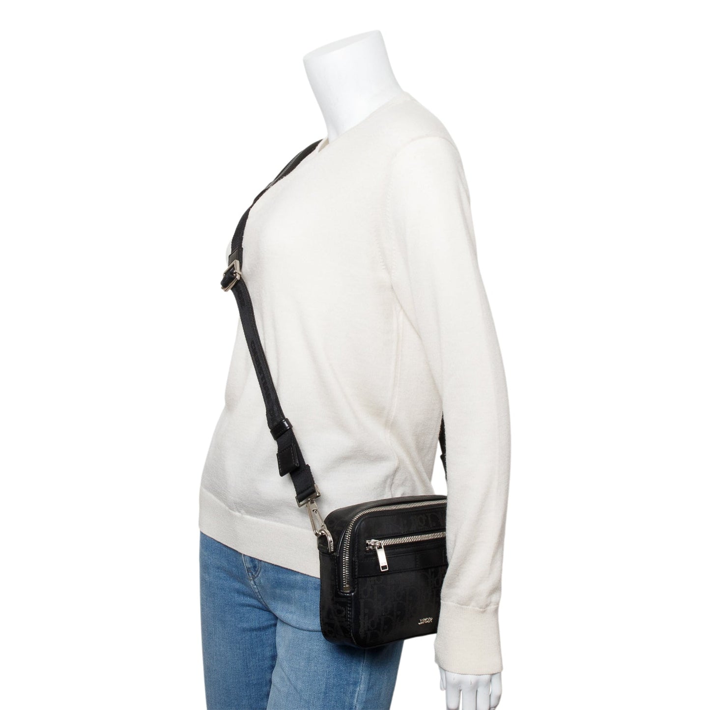 Dior Christian Oblique Galaxy Safari Messenger Bag Leather Black Travel Bag