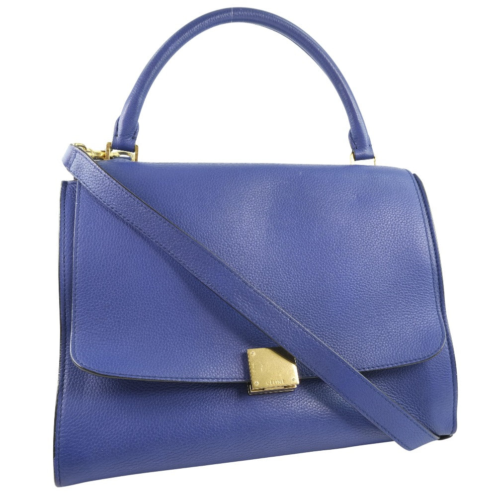 Calfskin Wayshoulder Trapeze Women Blue Shoulder Bag