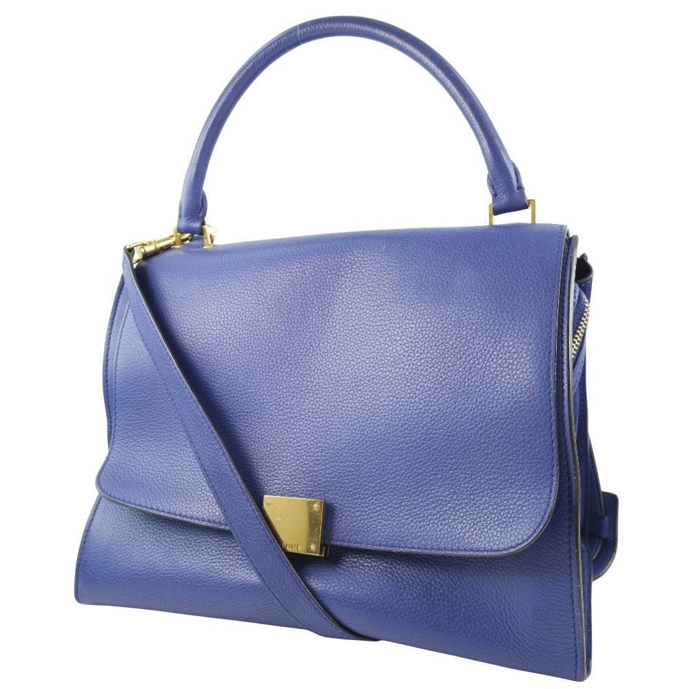 Calfskin Wayshoulder Trapeze Women Blue Shoulder Bag
