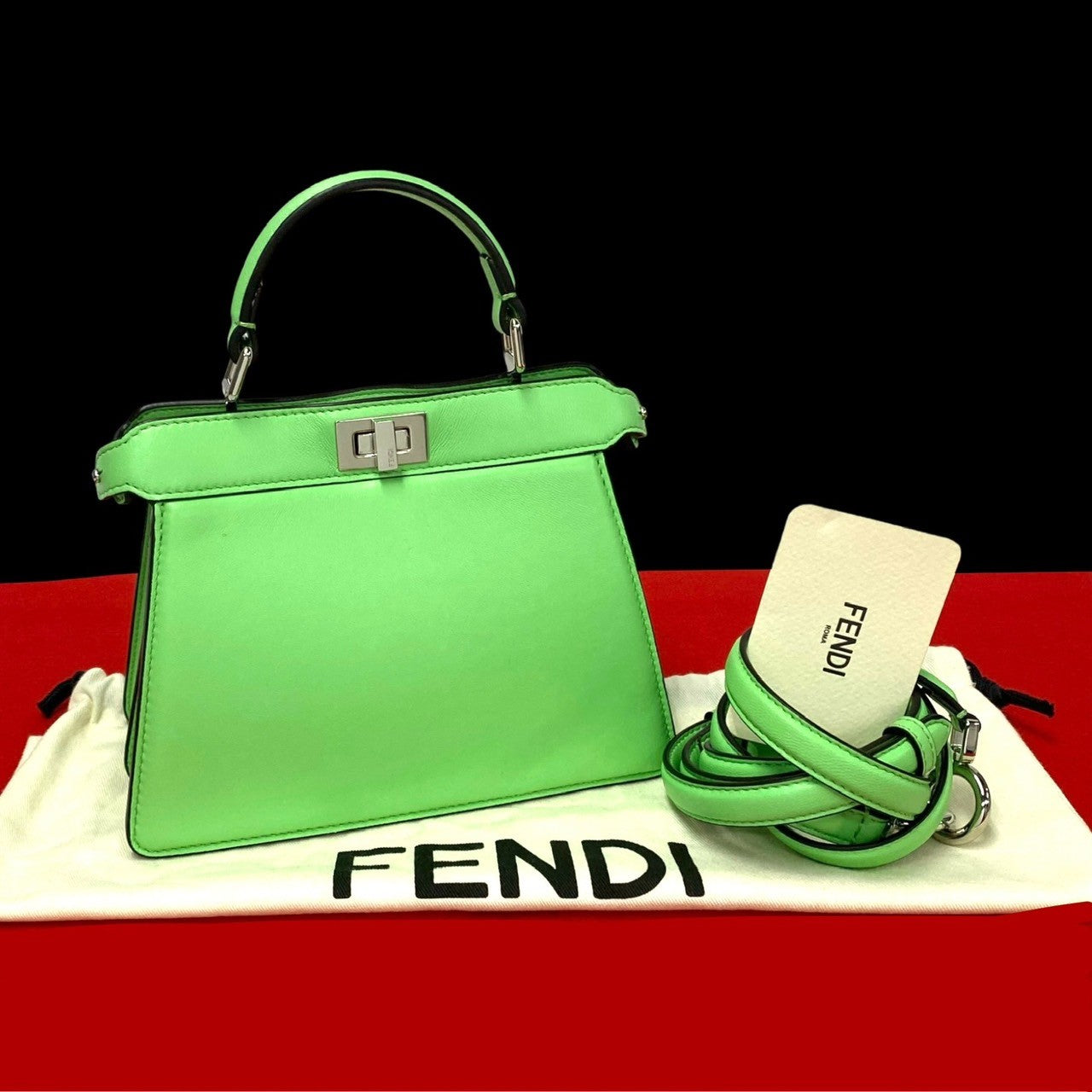 Fendi Shoulder Bag Peekaboo See You Petit Leather Green
