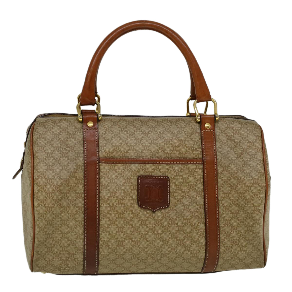 Luxury Macadam Hand Bag Pvc Leather Canvas Travel Bag Leather Beige