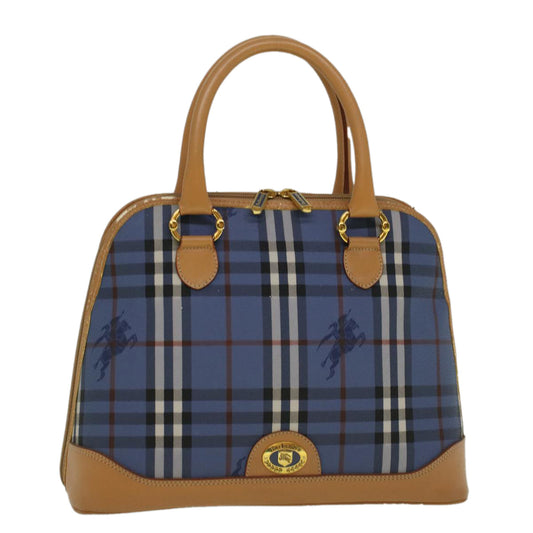 Burberry Luxury ss Nova Check Hand Bag Pvc Auth Leather Beige Blue Travel Bag