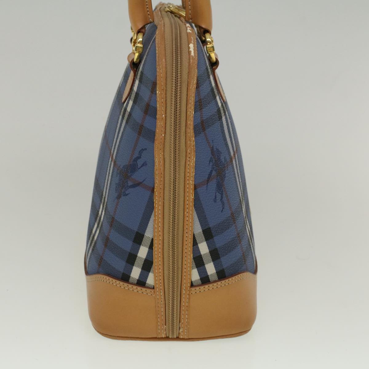 Burberry Luxury ss Nova Check Hand Bag Pvc Auth Leather Beige Blue Travel Bag