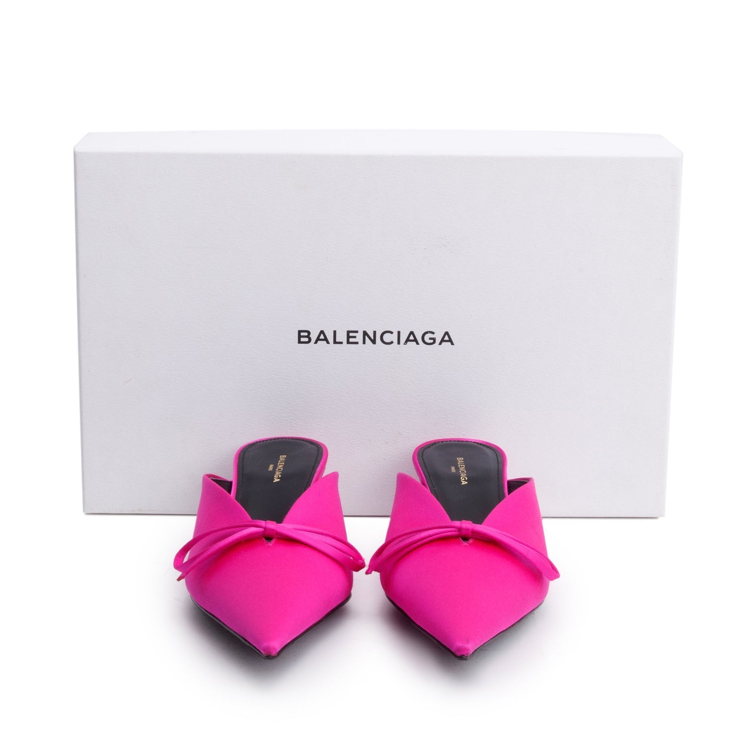Balenciaga Knife Bow Slingback Pumps Size Travel Bag Satin Pink Shoes