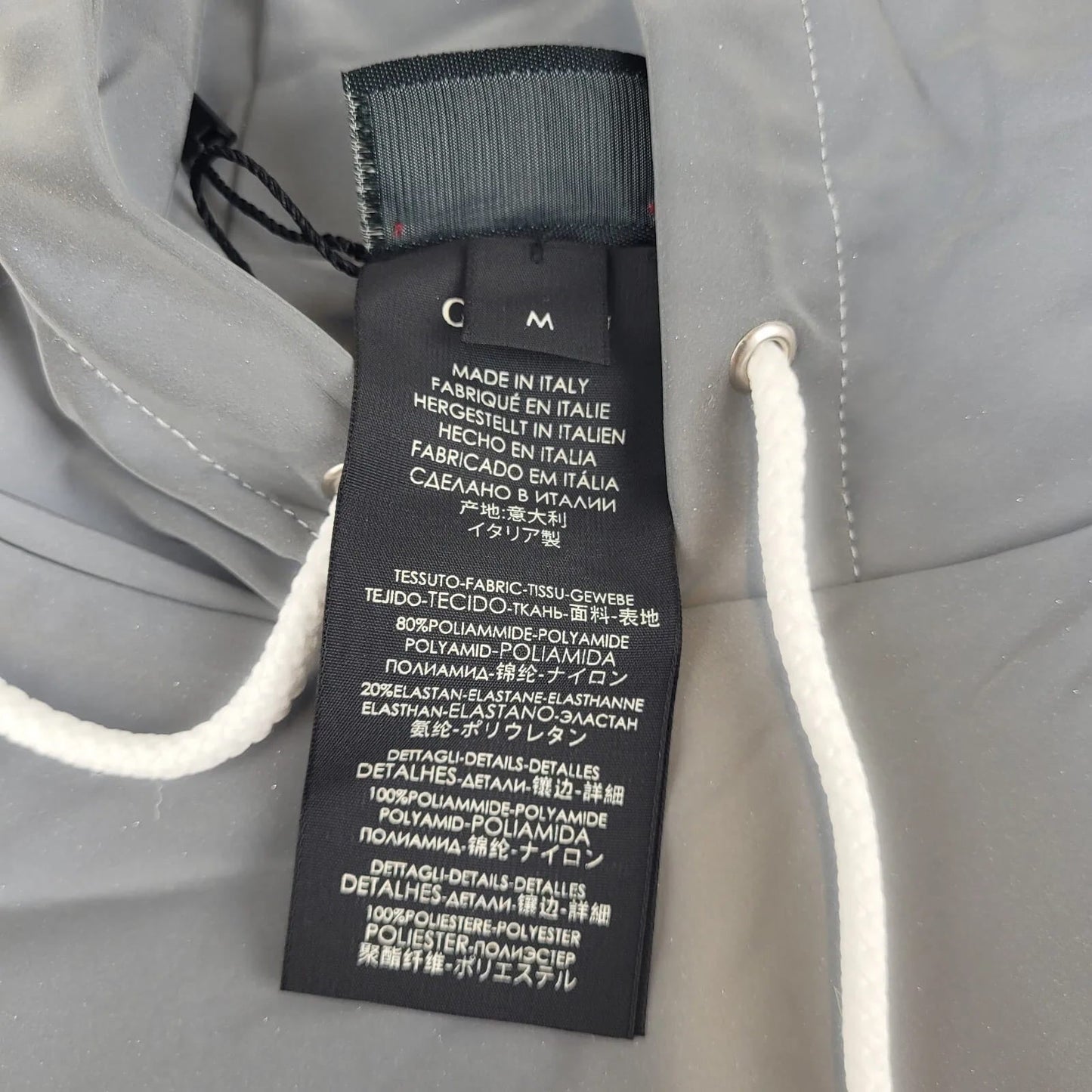 Gucci Unisex Silver Reflective Hood with GRG Web Stripe and Pouch M