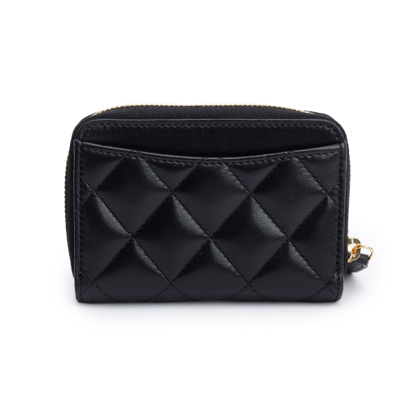 Chanel Classic Zipped Coin Purse Leather Lambskin Black Wallet Case